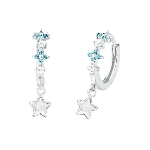 Prinzessin Lillifee Kinder Ohrringe Creolen Silber Stern weiss/blau 2034012