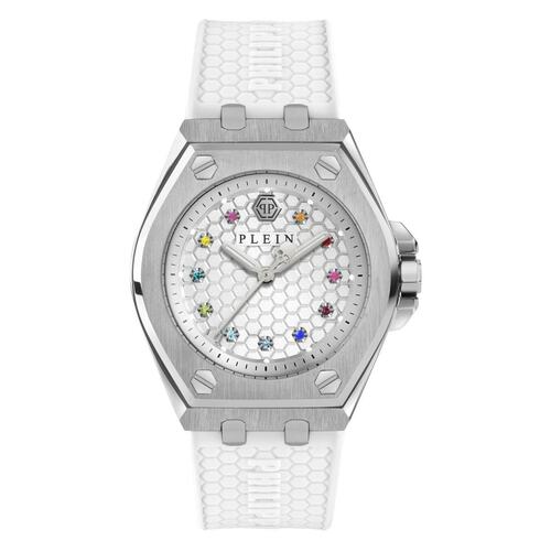Philipp Plein Damen Uhr Analog Quarz PLEIN EXTREME LADY Weiss PWJAA0122 Silikon 
