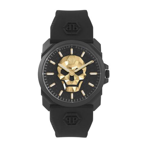 Philipp Plein Herren Uhr Analog Quarz THE $KULL KING schwarz PWLAA0322 Silikon