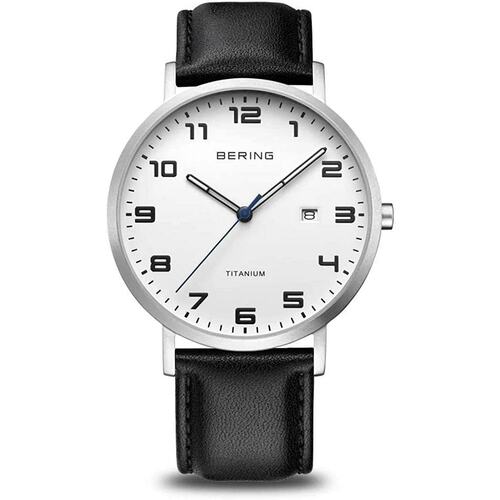 Bering Herren Uhr Armbanduhr Titanium  - 18640-404 Leder