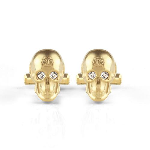 Philipp Plein Herren Manschettenknpfe Edelstahl IP Gold 3D SKULL PJ9AA06CU