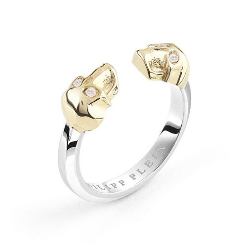 Philipp Plein Damen Ring Edelstahl Bicolor 3D SKULL Totenkopf PJ3AA01R