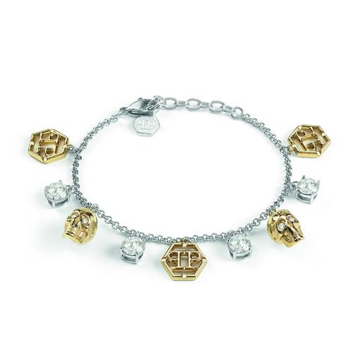 Philipp Plein Damen Armband Armkette Edelstahl Bicolor 3D SKULL PJ3AA11BU