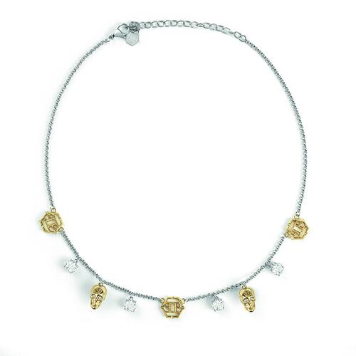 Philipp Plein Damen Kette Halskette Edelstahl Bicolor 3D SKULL PJ3AA12NU