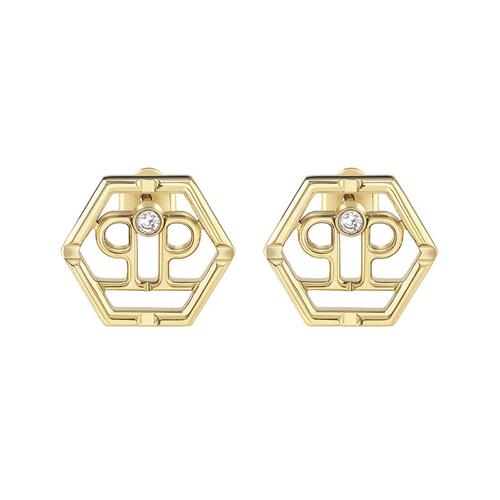 Philipp Plein Damen Ohrringe Ohrstecker Edelstahl IP Gold HEXAGON PJ2AA06EU