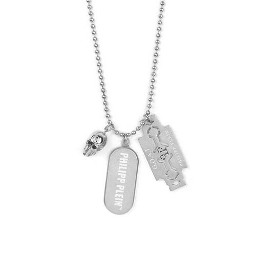 Philipp Plein Herren Kette Halskette Edelstahl silber PLEIN TAG PJ0AA02NU