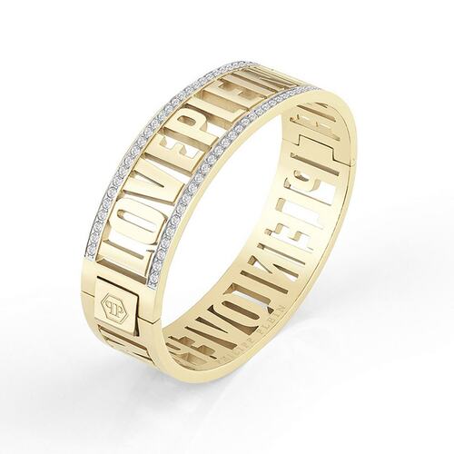 Philipp Plein Damen Armband Armreif Edelstahl IP Gold LETTERING PJ1AA10BL