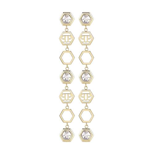 Philipp Plein Damen Ohrringe Ohrh�nger Edelstahl IP Gold HEXAGON LUX PJ5AA04EU