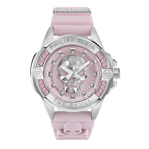 Philipp Plein Damen Uhr Analog Quarz THE $KULL 41MM Pink PWNAA1123 Silikon