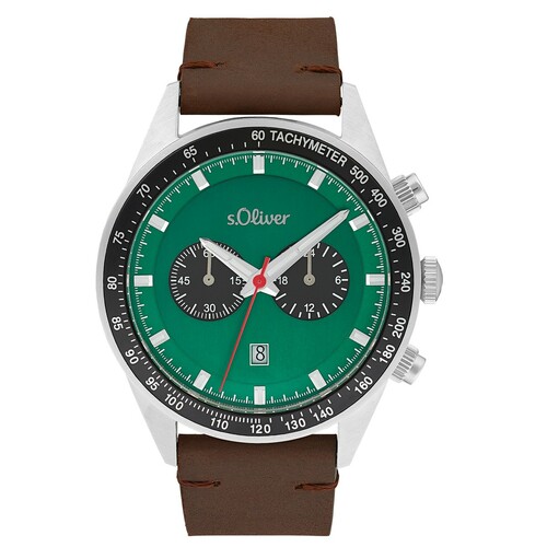 s.Oliver Herren Uhr Armbanduhr Chronograph Leder 2033496 