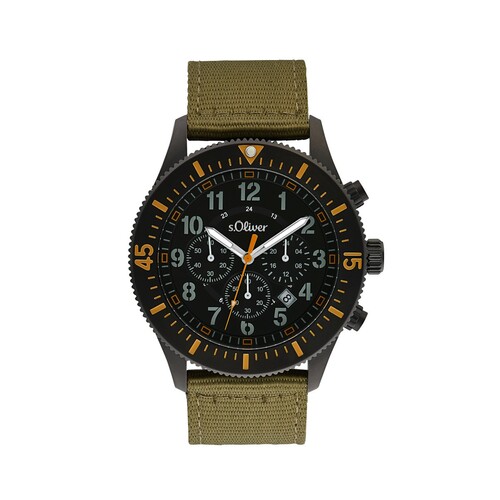 s.Oliver Herren Uhr Armbanduhr Chronograph Textil 2033501