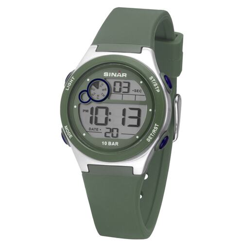 SINAR Jugenduhr Armbanduhr Digital Quarz Jungen Silikonband XF-68-3 Olivgr�n
