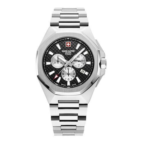 Swiss Alpine Military Herren Uhr Chronograph Analog Quarz 7005.9137SAM Edelstahl