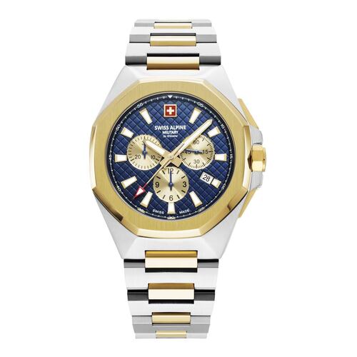 Swiss Alpine Military Herren Uhr Chronograph Analog Quarz 7005.9145SAM Edelstahl