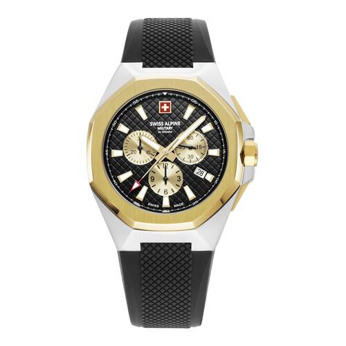 Swiss Alpine Military Herren Uhr Chronograph Analog Quarz 7005.9847SAM Silikon