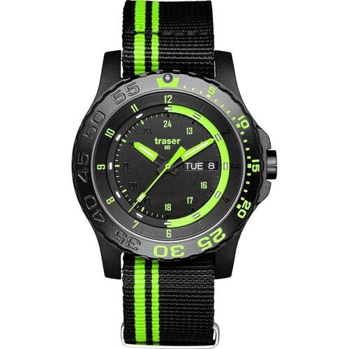 Traser Herren Uhr Analog Quarz H3 Green Spirit P66 Textilband SW/Grn 105542
