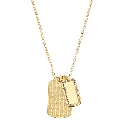 s.Oliver Jewel Damen Kette Halskette Edelstahl IP Gold Dog-Tag 2036841