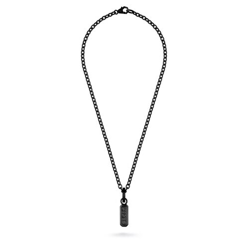 Philipp Plein Herren Kette Halskette Edelstahl IP Black GOTHIC TAG PJTEA09NU