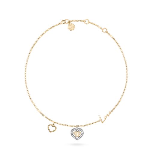 Philipp Plein Damen Kette Halskette Edelstahl Gold PLEIN ROCKED HEART PJZEA05NU