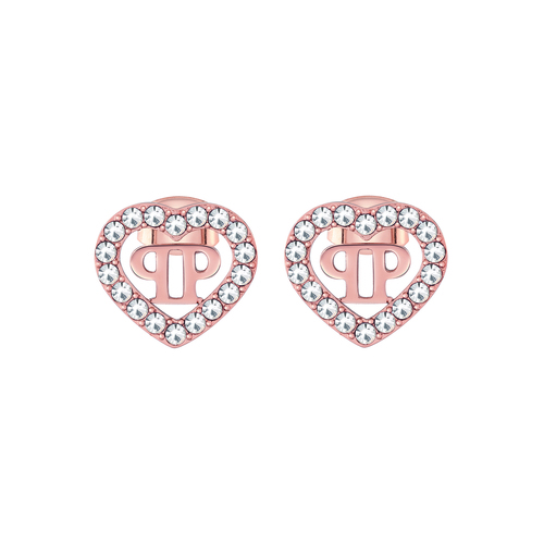 Philipp Plein Damen Ohrringe Edelstahl IP Rose Gold PLEIN ROCKED HEART PJZEA10EU