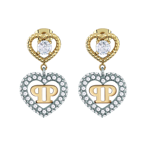 Philipp Plein Damen Ohrringe Edelstahl IP Gold PLEIN ROCKED HEART PJZEA03EU