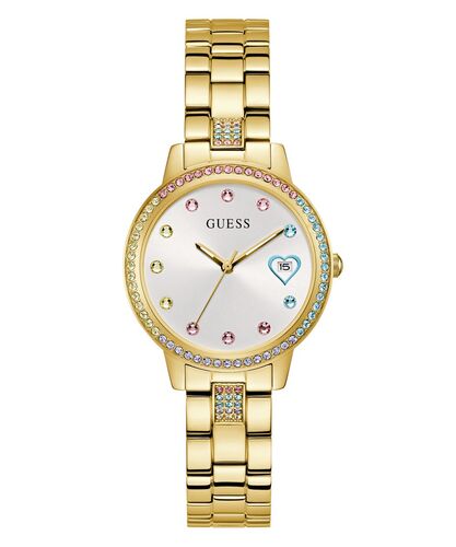 Guess Damen Uhr Armbanduhr THREE OF HEARTS GW0657L2 Edelstahl gold