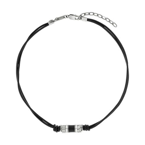 s.Oliver Jewel Herren Kette Leder Edelstahl silber Anh�nger Beads 2038006