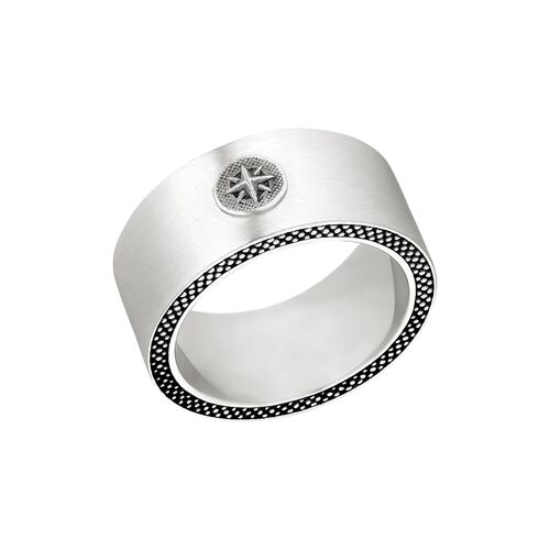 s.Oliver Jewel Herren Ring Edelstahl silber Kompass 203780