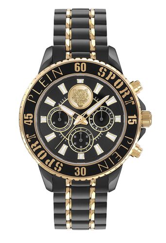 Plein Sport Herren Uhr Chronograph Analog Quarz GLAM CHRONO PSMEA0624 Edelstahl