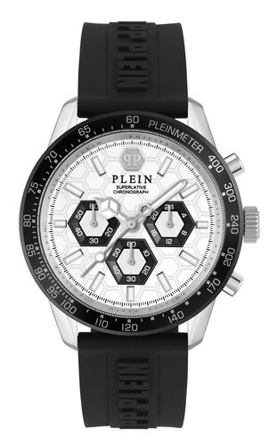 Philipp Plein Herren Uhr Analog Chronograph Quarz PLEINMETER PWPYA0124 Silikon