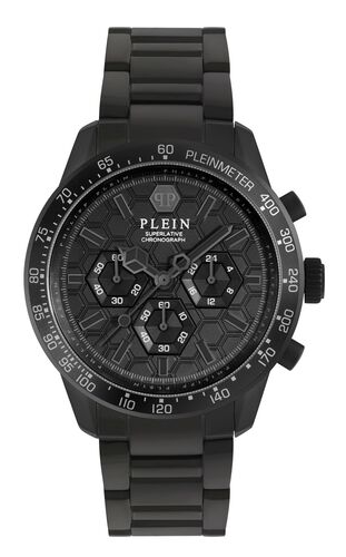Philipp Plein Herren Uhr Analog Chronograph Quarz PLEINMETER PWPYA0624 Edelstahl