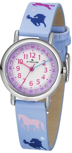 ATRIUM Kinder-Armbanduhr Analog Quarz M�dchen Leder A47-12 blau