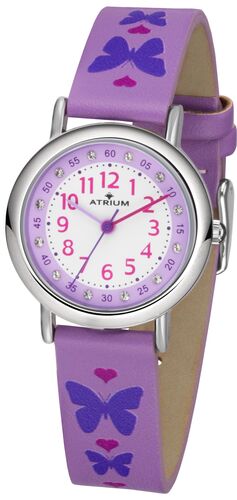 ATRIUM Kinder-Armbanduhr Analog Quarz Mdchen Leder A47-18 lila