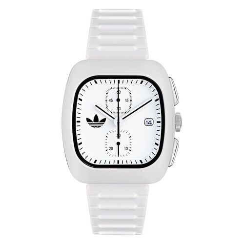 Adidas Unisex Uhr RETRO WAVE TWO CHRONO Silikon wei AOSY24532