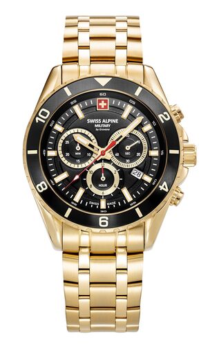 Swiss Alpine Military Herren Uhr Analog Quarz Chronograph 7034.9117SAM Edelstahl