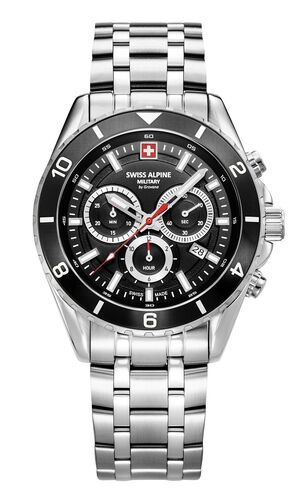 Swiss Alpine Military Herren Uhr Analog Quarz Chronograph 7034.9137SAM Edelstahl
