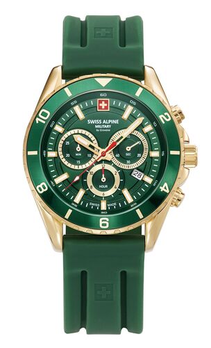Swiss Alpine Military Herren Uhr Analog Quarz Chronograph 7034.9814SAM Silikon