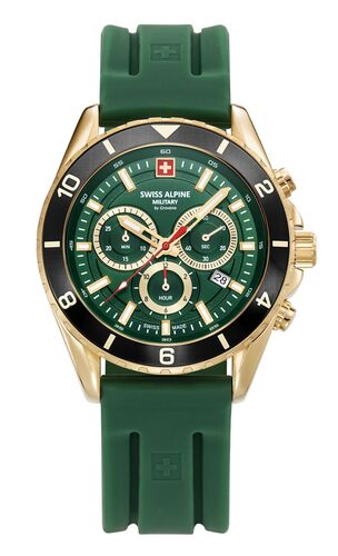 Swiss Alpine Military Herren Uhr Analog Quarz Chronograph 7034.9818SAM Silikon