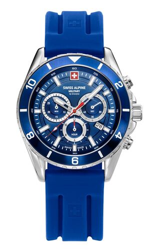 Swiss Alpine Military Herren Uhr Analog Quarz Chronograph 7034.9835SAM Silikon