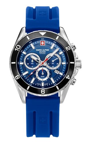 Swiss Alpine Military Herren Uhr Analog Quarz Chronograph 7034.9836SAM Silikon