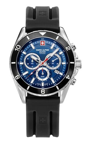 Swiss Alpine Military Herren Uhr Analog Quarz Chronograph 7034.9839SAM Silikon