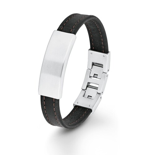 s.Oliver Jewel Herren Armband Edelstahl Leder 2012583