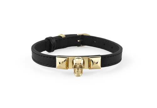 Philipp Plein Unisex Armband Leder Edelstahl IP Gold PLEIN ENIGMA PJOEA03BU