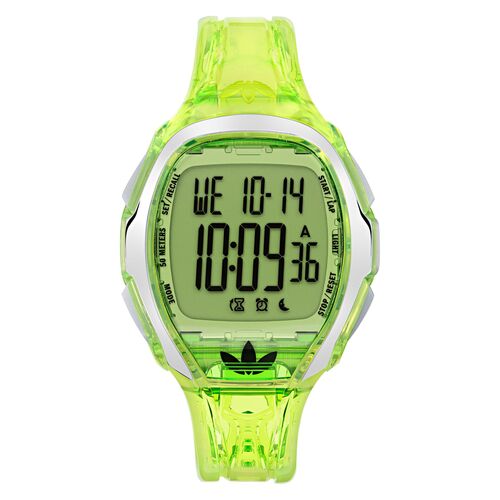 Adidas Unisex Uhr DIGITAL Athletics One Kunststoff gr�n transparent AOFH25005
