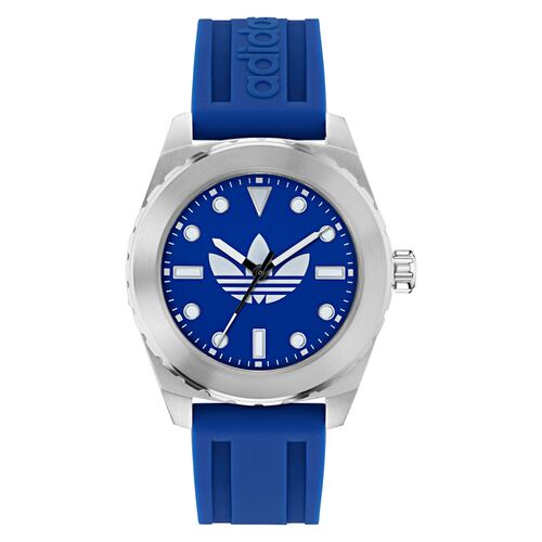 Adidas Herren Uhr Edelstahl Silikon blau AOSY25020