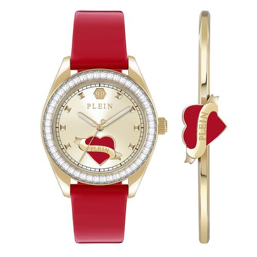 Philipp Plein Damen Uhr Analog Quarz PLEIN VALENTINE PW2BA0825 Leder + Armkette