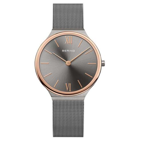 Bering Damen Uhr Armbanduhr Ultra-Slim Grau - 18434-369 Edelstahl