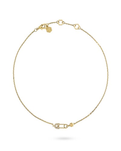 Philipp Plein Damen Kette Halskette Edelstahl IP Gold PLEIN SAFETY PIN PJKGA07NU