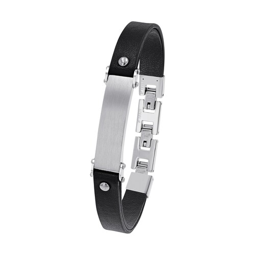 s.Oliver Jewel Herren Armband Leder Edelstahl schwarz silber 2040620