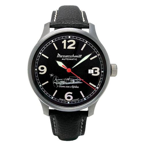 Aristo Herren Messerschmitt Uhr Fliegeruhr Automatik ME-42Stern-A Leder